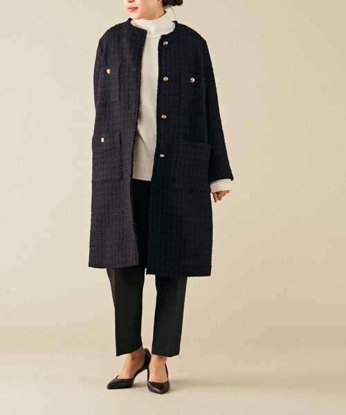 Liesse(リエス)の「千鳥柄コート(その他アウター・レディース・ホワイト/ネイビー・FREE)」の5枚目の写真