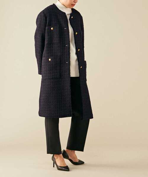 Liesse(リエス)の「千鳥柄コート(その他アウター・レディース・ホワイト/ネイビー・FREE)」の4枚目の写真