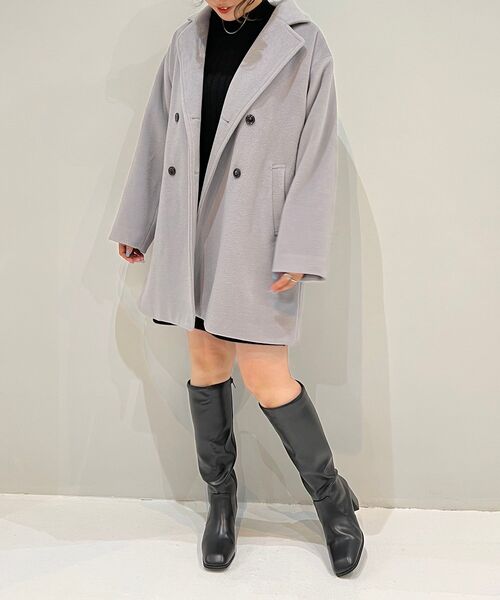 MAJESTIC LEGON（マジェスティックレゴン）の「ダブルブレストハーフコート（ダウンジャケット/コート・レディース・アイボリー/グレー/ブラック・SMALL/MEDIUM）」の17枚目の写真