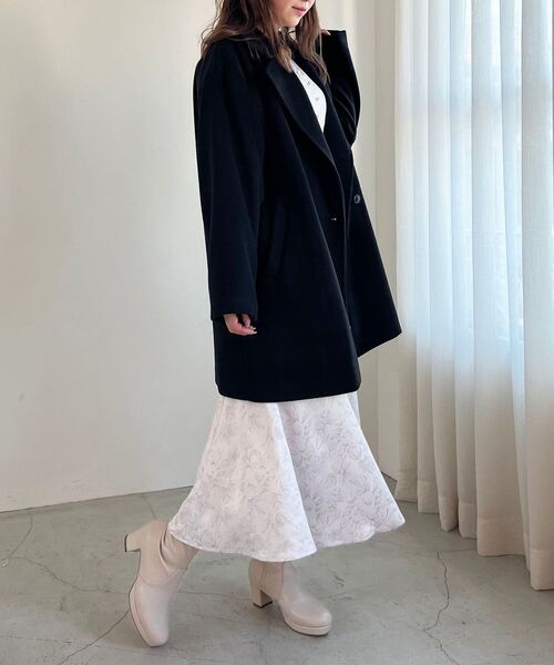 MAJESTIC LEGON（マジェスティックレゴン）の「ダブルブレストハーフコート（ダウンジャケット/コート・レディース・アイボリー/グレー/ブラック・SMALL/MEDIUM）」の22枚目の写真