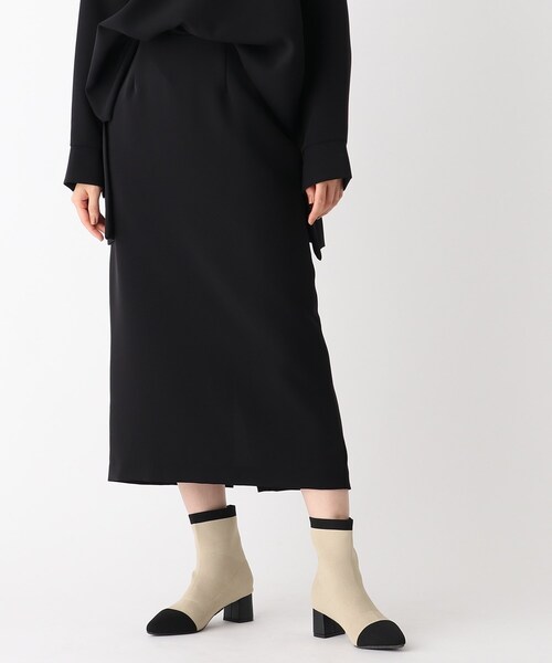 OPAQUE.CLIP（オペークドットクリップ）の「◆ダブルジョーゼット ナロースカート（スカート・レディース・ブラック/ベージュ/オフホワイト・36/38/40）」の2枚目の写真