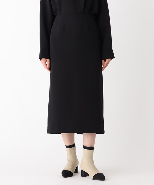 OPAQUE.CLIP（オペークドットクリップ）の「◆ダブルジョーゼット ナロースカート（スカート・レディース・ブラック/ベージュ/オフホワイト・36/38/40）」の4枚目の写真