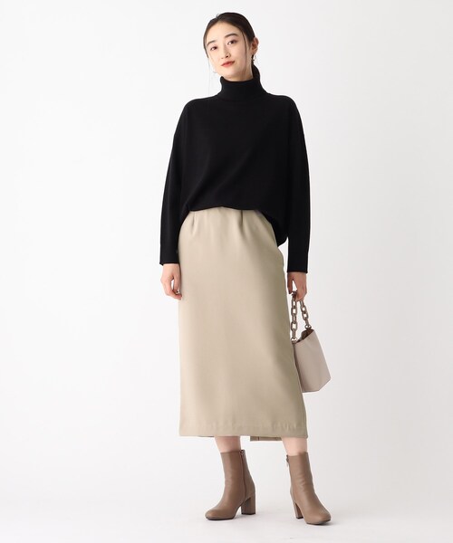 OPAQUE.CLIP（オペークドットクリップ）の「◆ダブルジョーゼット ナロースカート（スカート・レディース・ブラック/ベージュ/オフホワイト・36/38/40）」の13枚目の写真