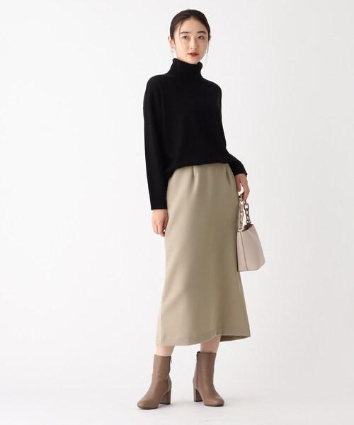 OPAQUE.CLIP（オペークドットクリップ）の「◆ダブルジョーゼット ナロースカート（スカート・レディース・ブラック/ベージュ/オフホワイト・36/38/40）」の8枚目の写真