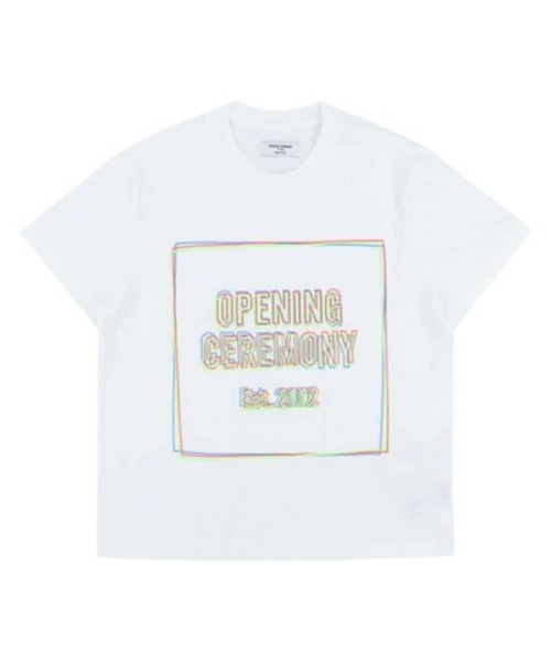 OPENING CEREMONY(オープニングセレモニー)の「【OPENING CEREMONY】EMBRO.BOX LOGO FEM T-SHIRT(Tシャツ/カットソー・メンズ・ホワイト/ライトブルー・XS/S)」の1枚目の写真