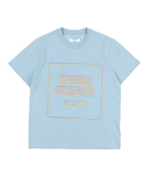 OPENING CEREMONY(オープニングセレモニー)の「【OPENING CEREMONY】EMBRO.BOX LOGO FEM T-SHIRT(Tシャツ/カットソー・メンズ・ホワイト/ライトブルー・XS/S)」の2枚目の写真
