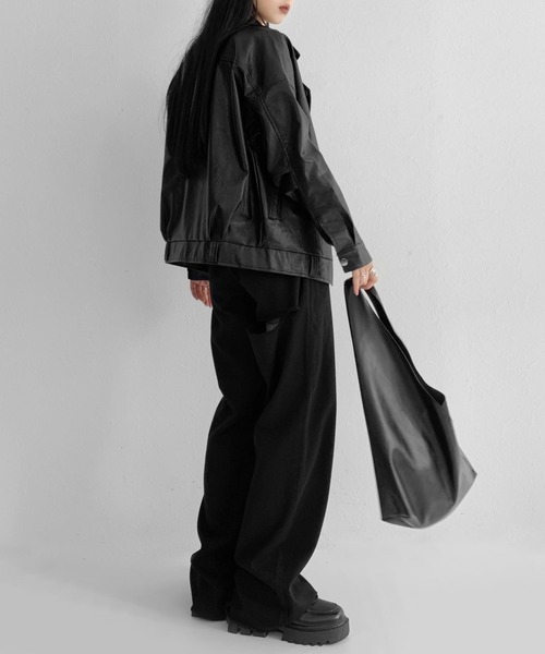 LVEU.（ラブユ.）の「Faux leather over riders jacket / 合皮オーバーライダースジャケット（ライダースジャケット・レディース・ブラック・FREE）」の18枚目の写真