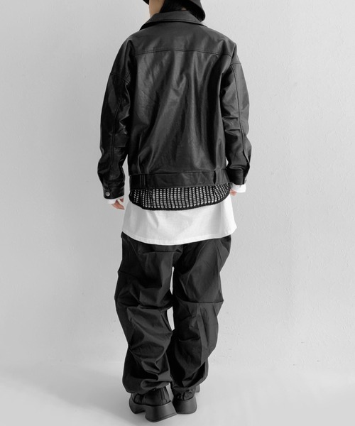 LVEU.（ラブユ.）の「Faux leather over riders jacket / 合皮オーバーライダースジャケット（ライダースジャケット・レディース・ブラック・FREE）」の19枚目の写真