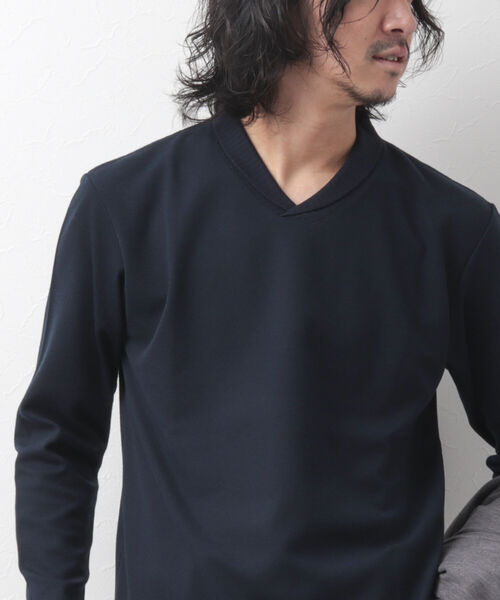 NOLLEY'S goodman（ノーリーズグッドマン）の「ショールカラー 長袖カットソー Tシャツ（Tシャツ/カットソー・メンズ・ネイビー/ブラック・S/M/L）」の2枚目の写真