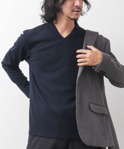 NOLLEY'S goodman（ノーリーズグッドマン）の「ショールカラー 長袖カットソー Tシャツ（Tシャツ/カットソー・メンズ・ネイビー/ブラック・S/M/L）」の19枚目の写真