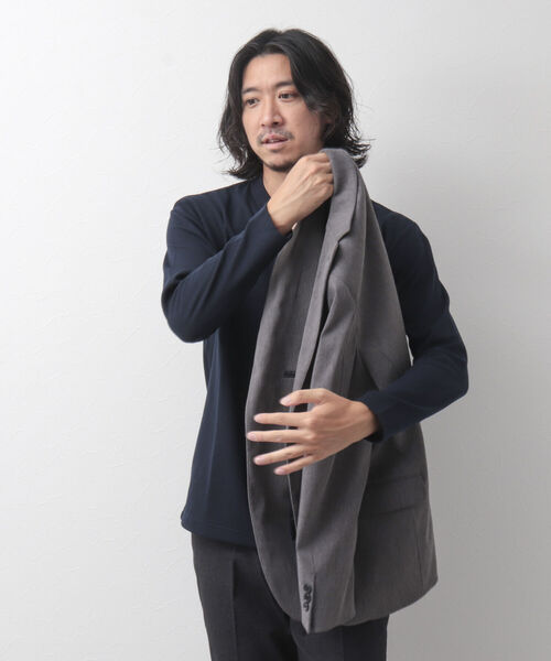 NOLLEY'S goodman（ノーリーズグッドマン）の「ショールカラー 長袖カットソー Tシャツ（Tシャツ/カットソー・メンズ・ネイビー/ブラック・S/M/L）」の10枚目の写真