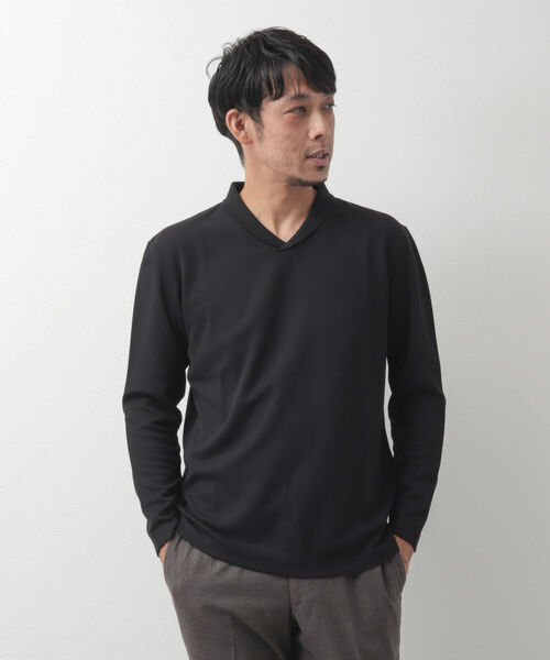 NOLLEY'S goodman（ノーリーズグッドマン）の「ショールカラー 長袖カットソー Tシャツ（Tシャツ/カットソー・メンズ・ネイビー/ブラック・S/M/L）」の17枚目の写真