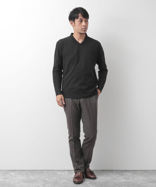 NOLLEY'S goodman（ノーリーズグッドマン）の「ショールカラー 長袖カットソー Tシャツ（Tシャツ/カットソー・メンズ・ネイビー/ブラック・S/M/L）」の13枚目の写真
