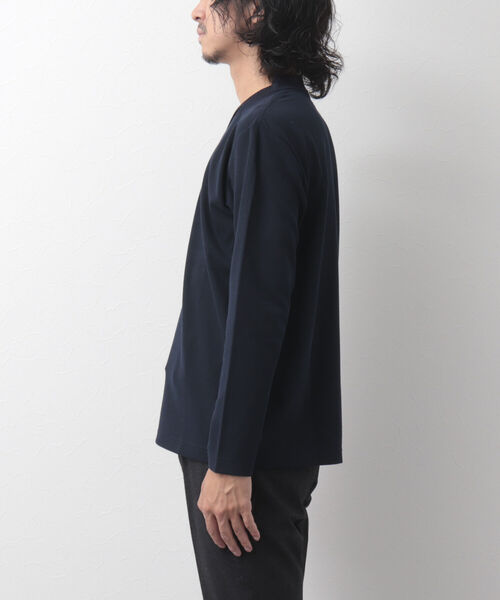 NOLLEY'S goodman（ノーリーズグッドマン）の「ショールカラー 長袖カットソー Tシャツ（Tシャツ/カットソー・メンズ・ネイビー/ブラック・S/M/L）」の9枚目の写真