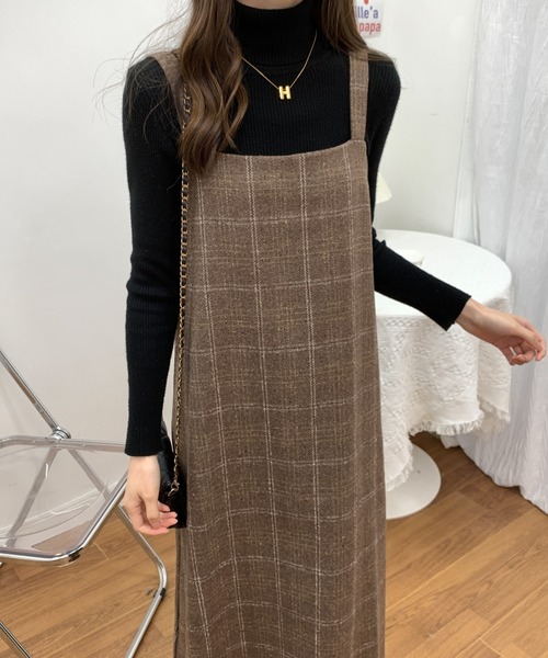 ECLIN(エクラン)の「スクエアチェック柄ノースリーブワンピース(ワンピース・レディース・ブラウン/ブラック・L/M/XL)」の16枚目の写真