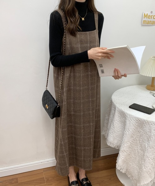 ECLIN(エクラン)の「スクエアチェック柄ノースリーブワンピース(ワンピース・レディース・ブラウン/ブラック・L/M/XL)」の18枚目の写真