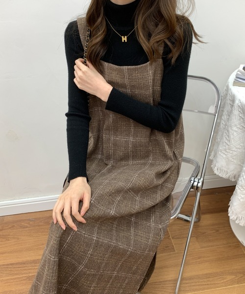 ECLIN(エクラン)の「スクエアチェック柄ノースリーブワンピース(ワンピース・レディース・ブラウン/ブラック・L/M/XL)」の19枚目の写真
