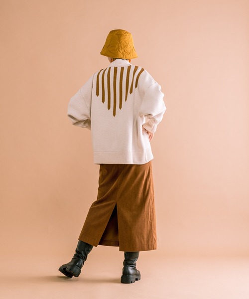 ear PAPILLONNER(イアパピヨネ)の「【SUM1 STYLE(スミスタイル)】ラインニット(ニット/セーター・レディース・グリーン/アイボリー・FREE)」の21枚目の写真