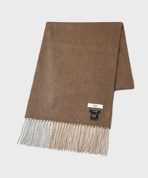 TAKEO KIKUCHI（タケオキクチ）の「【カシミヤ100%】パネル カシミヤマフラー（マフラー・メンズ・パープル系/ブラック/ライトブルー/モスグリーン/ボルドー/ベージュ/オレンジ/ネイビー/グレー/グリーン系/オフホワイト/レッド/ブラウン系・00）」の5枚目の写真