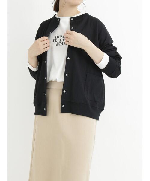 Samansa Mos2 blue（サマンサモスモスブルー）の「◎カットリブカーディガン（カーディガン/ボレロ・レディース・ネイビー/グリーン/ブラック・ﾌﾘ-）」の4枚目の写真