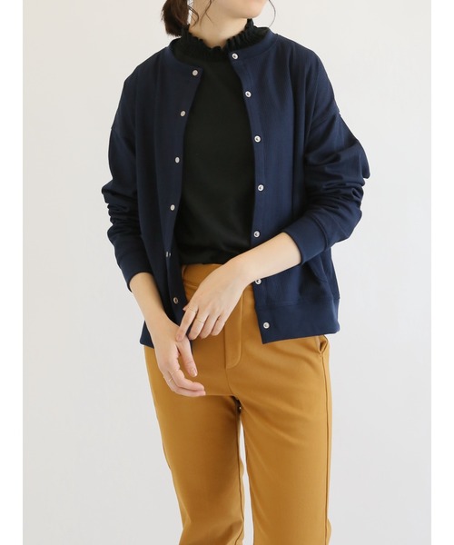 Samansa Mos2 blue（サマンサモスモスブルー）の「◎カットリブカーディガン（カーディガン/ボレロ・レディース・ネイビー/グリーン/ブラック・ﾌﾘ-）」の3枚目の写真