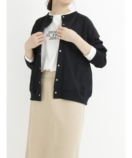 Samansa Mos2 blue（サマンサモスモスブルー）の「◎カットリブカーディガン（カーディガン/ボレロ・レディース・ネイビー/グリーン/ブラック・ﾌﾘ-）」の2枚目の写真