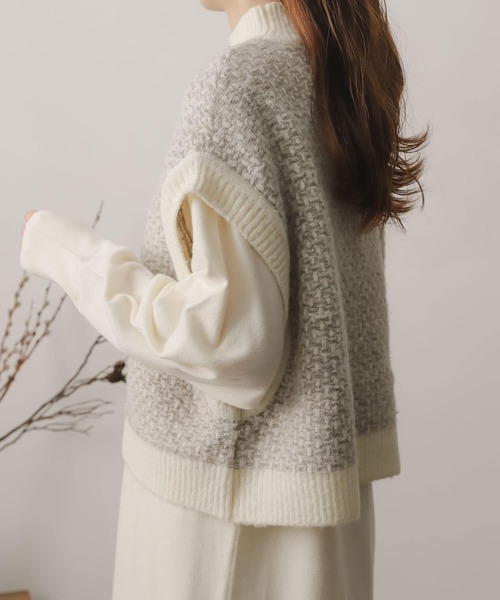 SENSE OF PLACE by URBAN RESEARCH(センスオブプレイスバイアーバンリサーチ)の「ストレッチレイヤードニットワンピース(ワンピース・レディース・グリーン/アイボリー/チャコールグレー・ONE)」の13枚目の写真