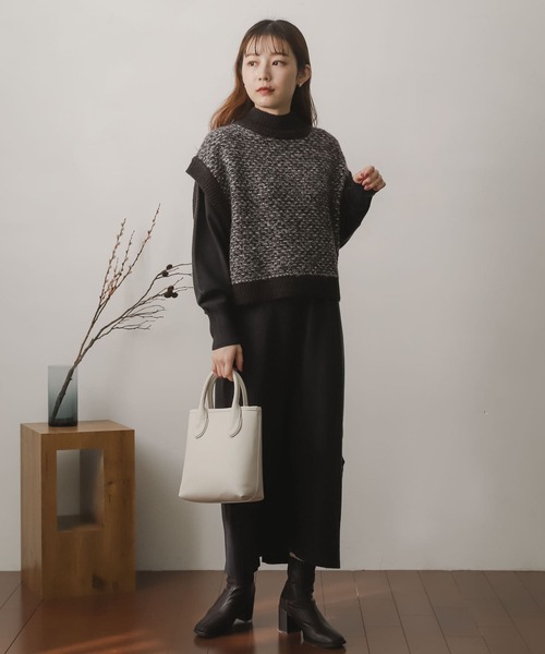 SENSE OF PLACE by URBAN RESEARCH(センスオブプレイスバイアーバンリサーチ)の「ストレッチレイヤードニットワンピース(ワンピース・レディース・グリーン/アイボリー/チャコールグレー・ONE)」の20枚目の写真