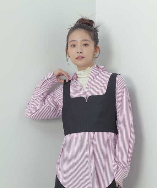 N.（N. Natural Beauty Basic）（エヌエヌナチュラルビューティーベーシック）の「◆バックシャーリングビスチェ（ベスト・レディース・ブラック/チェック・MEDIUM）」の13枚目の写真