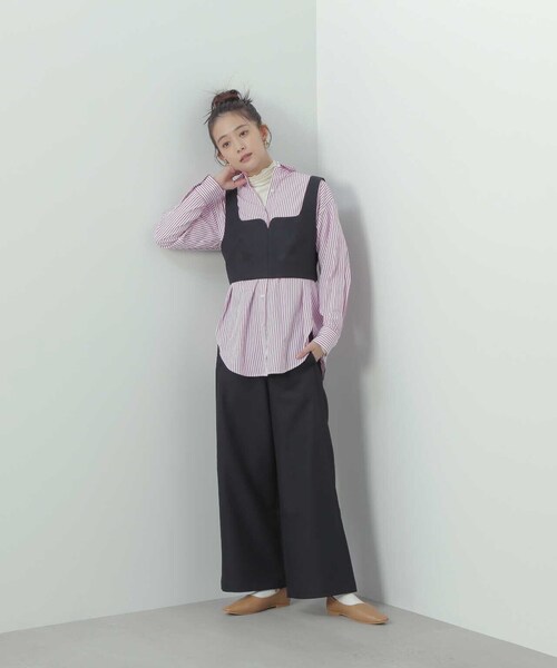 N.（N. Natural Beauty Basic）（エヌエヌナチュラルビューティーベーシック）の「◆バックシャーリングビスチェ（ベスト・レディース・ブラック/チェック・MEDIUM）」の14枚目の写真