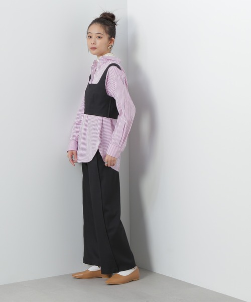 N.（N. Natural Beauty Basic）（エヌエヌナチュラルビューティーベーシック）の「◆バックシャーリングビスチェ（ベスト・レディース・ブラック/チェック・MEDIUM）」の4枚目の写真