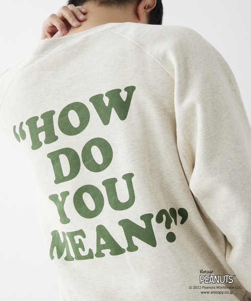 PEANUTS（ピーナッツ）の「【PEANUTS×SPORTS WEAR by relume】別注 カラークルーネックスウェット（スウェット・メンズ・チャコールグレー/ブラック/アイボリー/ブラウン/ネイビー・MEDIUM/LARGE/X-LARGE）」の8枚目の写真