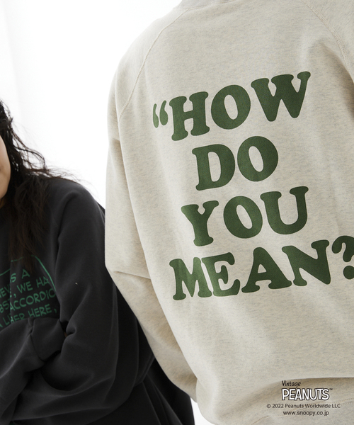 PEANUTS（ピーナッツ）の「【PEANUTS×SPORTS WEAR by relume】別注 カラークルーネックスウェット（スウェット・メンズ・チャコールグレー/ブラック/アイボリー/ブラウン/ネイビー・MEDIUM/LARGE/X-LARGE）」の9枚目の写真