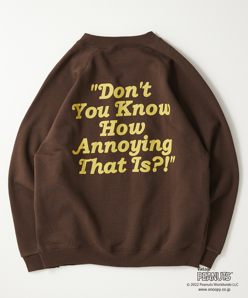 PEANUTS（ピーナッツ）の「【PEANUTS×SPORTS WEAR by relume】別注 カラークルーネックスウェット（スウェット・メンズ・チャコールグレー/ブラック/アイボリー/ブラウン/ネイビー・MEDIUM/LARGE/X-LARGE）」の18枚目の写真