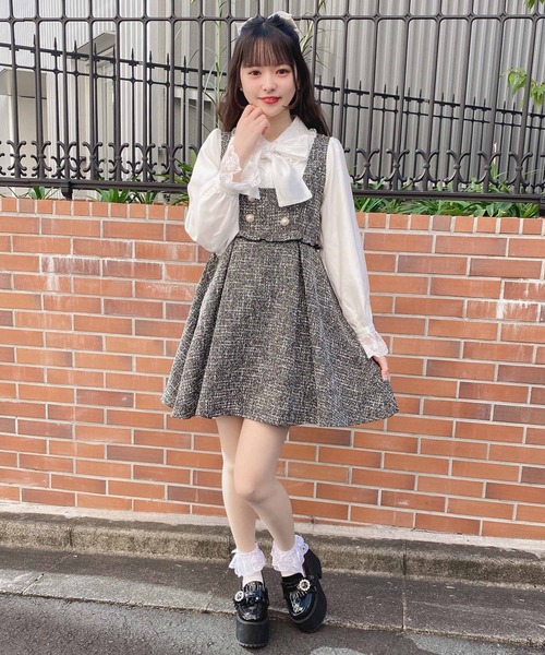 ROJITA（ロジータ）の「【新色追加/ピンク】ボウタイリボンツイードワンピース（ワンピース・レディース・ブラック/グレー/ホワイト/ピンク・FREE）」の19枚目の写真