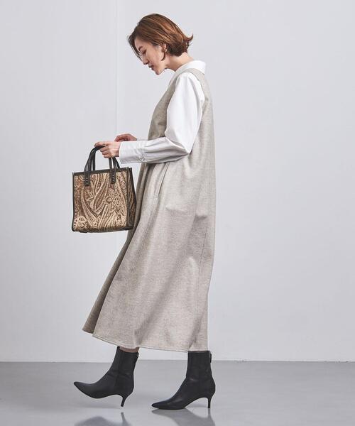 UNITED ARROWS（ユナイテッドアローズ）の「TWD TWL Vネック ジャンパースカート（ジャンパースカート・レディース・ブラック/ベージュ・36/38）」の7枚目の写真