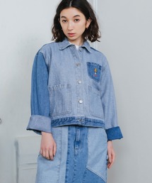 OBEY/オベイ SIENNA SHIRT JACKET デニムジャケット リメイク風 ワークジャケット ショート丈 切替