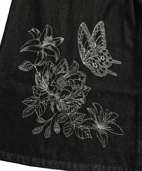 iS ScoLar(イズスカラー)の「523088:蝶花刺繍デニムパンツ(デニムパンツ・レディース・ブラック/ブルー・M)」の10枚目の写真
