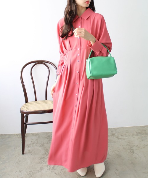 GeeRA(ジーラ)の「ウエストタックシャツワンピース(ワンピース・レディース・ベージュ/ピンク・SMALL/MEDIUM/LARGE)」の7枚目の写真
