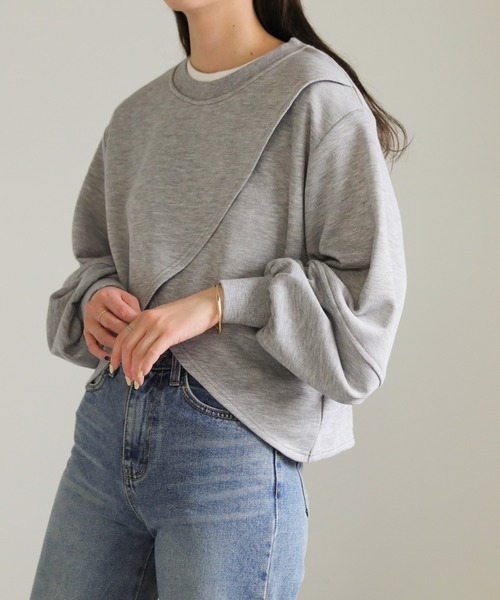 select MOCA（セレクトモカ）の「カシュクールプルオーバー（スウェット・レディース・グレー/ブラック/アイボリー・FREE）」の10枚目の写真