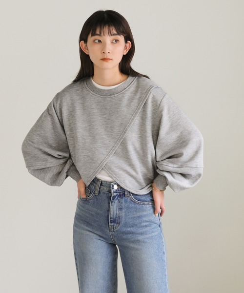 select MOCA（セレクトモカ）の「カシュクールプルオーバー（スウェット・レディース・グレー/ブラック/アイボリー・FREE）」の8枚目の写真