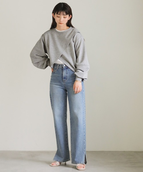 select MOCA（セレクトモカ）の「カシュクールプルオーバー（スウェット・レディース・グレー/ブラック/アイボリー・FREE）」の4枚目の写真