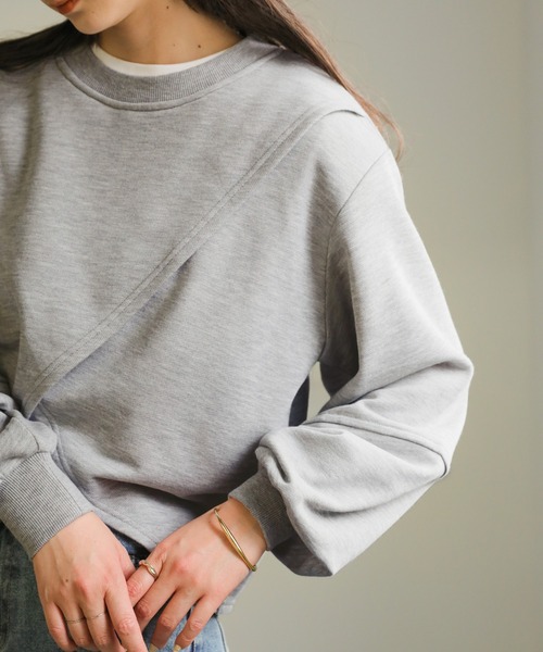 select MOCA（セレクトモカ）の「カシュクールプルオーバー（スウェット・レディース・グレー/ブラック/アイボリー・FREE）」の7枚目の写真