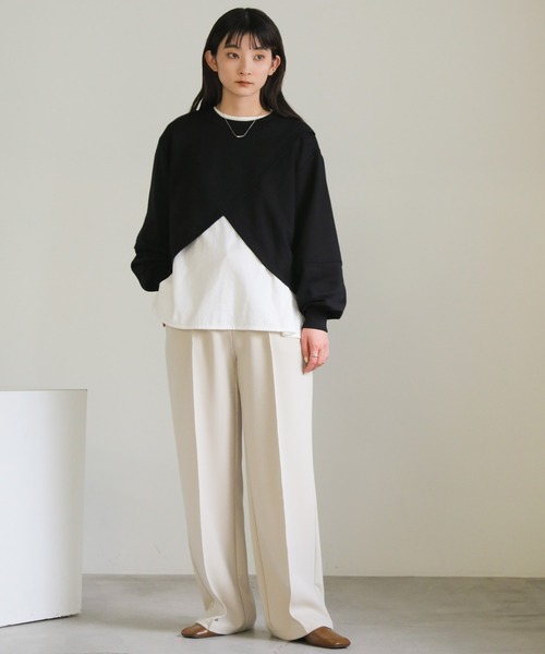 select MOCA（セレクトモカ）の「カシュクールプルオーバー（スウェット・レディース・グレー/ブラック/アイボリー・FREE）」の6枚目の写真