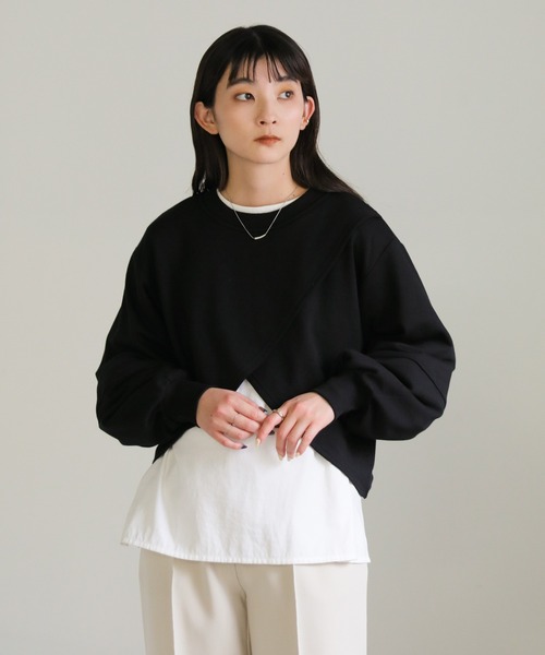 select MOCA（セレクトモカ）の「カシュクールプルオーバー（スウェット・レディース・グレー/ブラック/アイボリー・FREE）」の20枚目の写真