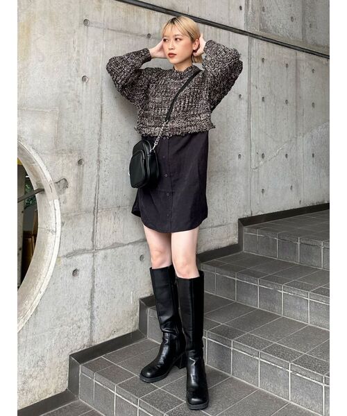 MURUA（ムルーア）の「メランジニットドッキングミニワンピース（ワンピース・レディース・アイボリー/ブラック/グリーン・2/1）」の6枚目の写真