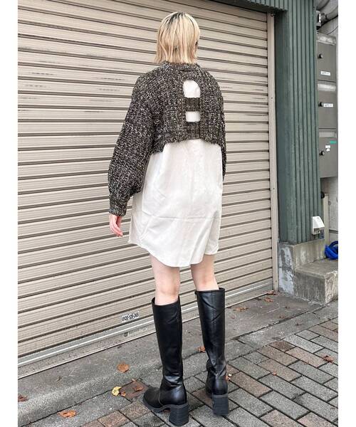 MURUA（ムルーア）の「メランジニットドッキングミニワンピース（ワンピース・レディース・アイボリー/ブラック/グリーン・2/1）」の8枚目の写真