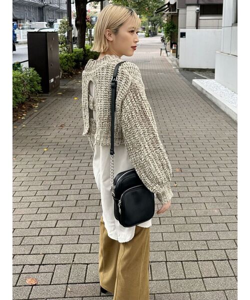 MURUA（ムルーア）の「メランジニットドッキングミニワンピース（ワンピース・レディース・アイボリー/ブラック/グリーン・2/1）」の9枚目の写真