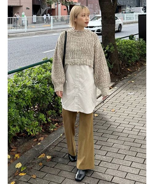 MURUA（ムルーア）の「メランジニットドッキングミニワンピース（ワンピース・レディース・アイボリー/ブラック/グリーン・2/1）」の10枚目の写真