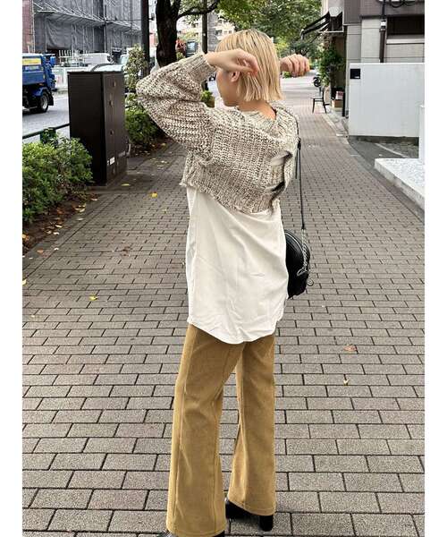 MURUA（ムルーア）の「メランジニットドッキングミニワンピース（ワンピース・レディース・アイボリー/ブラック/グリーン・2/1）」の11枚目の写真